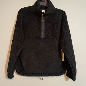 No Boundaries Black Sherpa Half-Zip Pullover Small BNWT